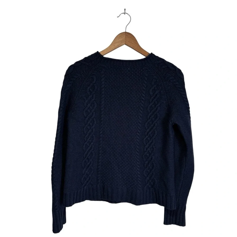 J. Crew Women’s L Navy Blue Beaded Wool Blend Cable Knit Sweater
